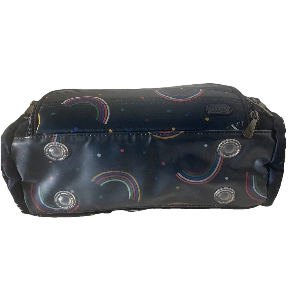 Lug Rainbow Navy Cosmetic Travel Trolley Case Set Nested Makeup Bags EUC